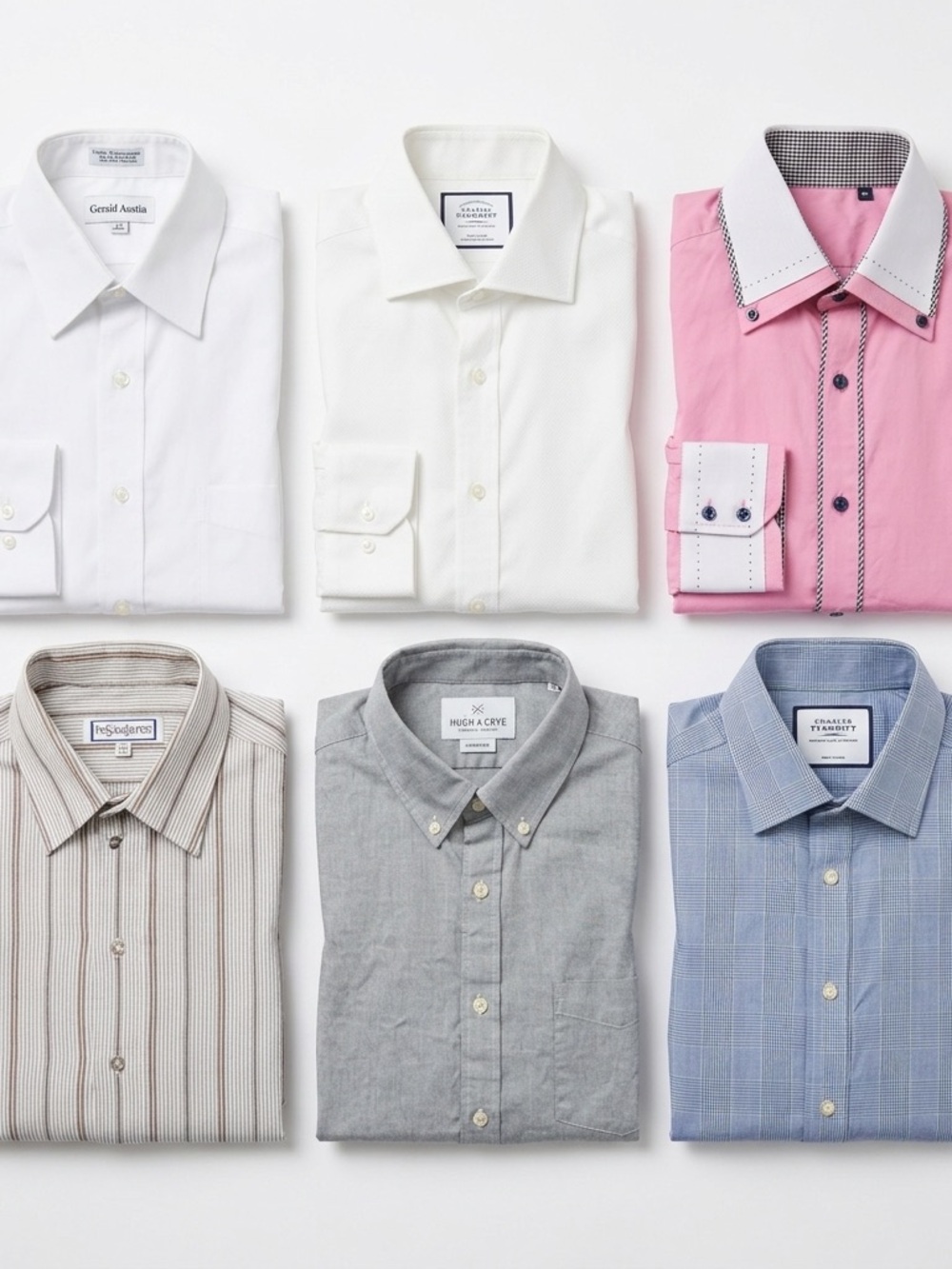 Lot of 6 Men's Dress Shirts Charles Tyrwhitt YSL Hugh & Crye Size 16.5 XL
